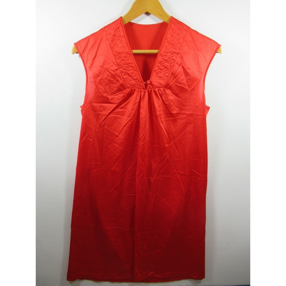Vintage JCPenney Red Satin Nightgown Women Small Nylon Sleeveless